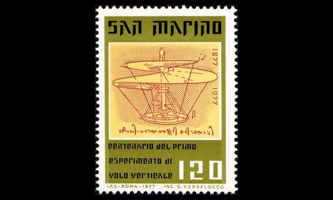 San Marino 1144 ** Enrico Forlaninin helikopteri 100v (1977)