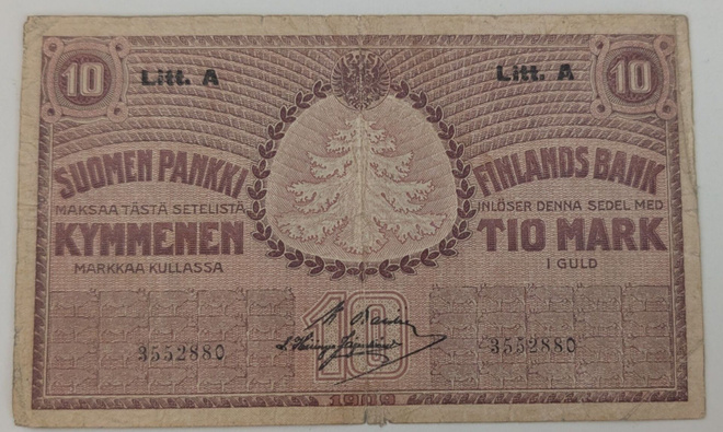 10 Markkaa 1909 Litt. A 3552880