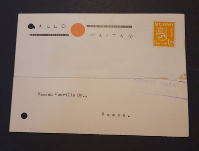 Kankaanpää Pallo-Paita/Pola firmakirjekortti 1940