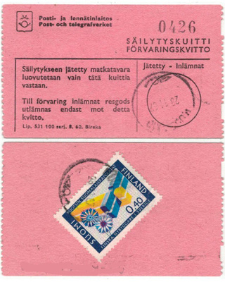 1967 0,40 raivaajat postiautoaseman säilytyskuitilla