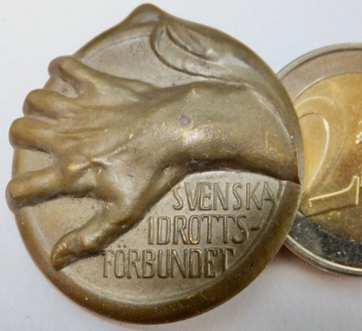 VANHA Osanottaja Mitali Merkki Ruotsi - Suomi Maaottelu 1927