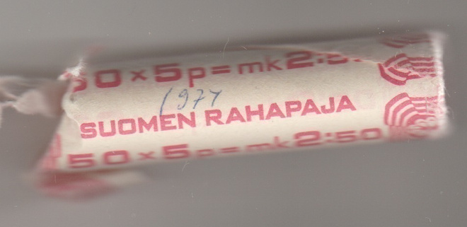 Kolikko : 5 penniä  1974   Rahapajan tuubista