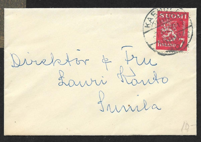 Postilähetys - Yl.m. 7mk (LAPE 324) Karhula 7.12.1950