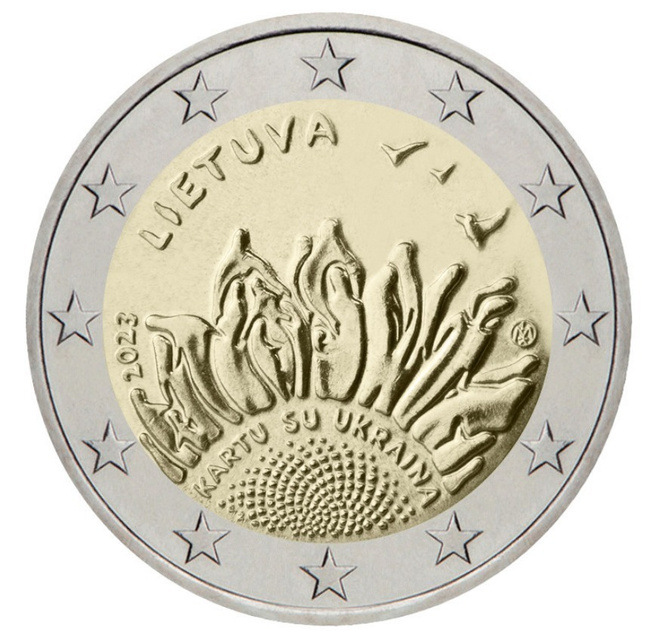 ** LIETTUA 2€ 2023 Kartu Su Ukraina pillerissä **
