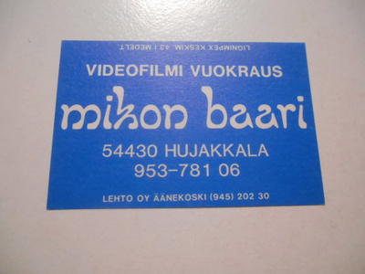 TT Etiketti Mikon Baari Hujakkala