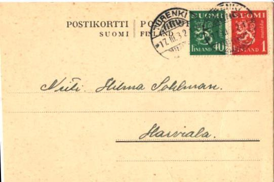 POSTIKORTTI TURENKI-HARVIALA