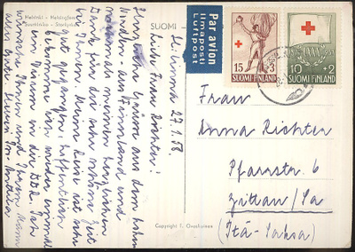 1955 PR 15 (mk) ym lentokortti Itä-Saksaan 1958
