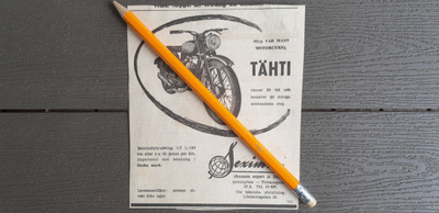 Tähti Moottoripyörä Lehtimainosleike n. 1949