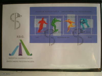 FDC Laskettelu 2,10 mk 4.10.1991 - LaPe 1148-1151 BL8