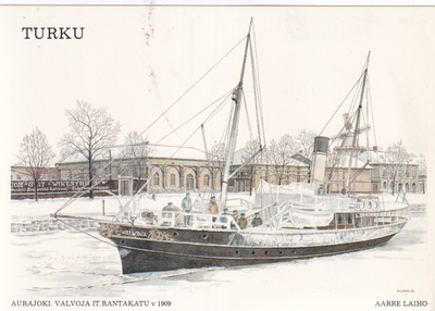 Turku , Aurajoki, Valvoja It. Rantakatu v 1909 b475