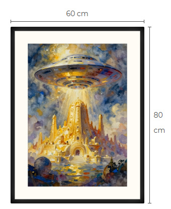 Uusi uniikki Atlantis ja UFO art print taulu 60 cm x 80 cm