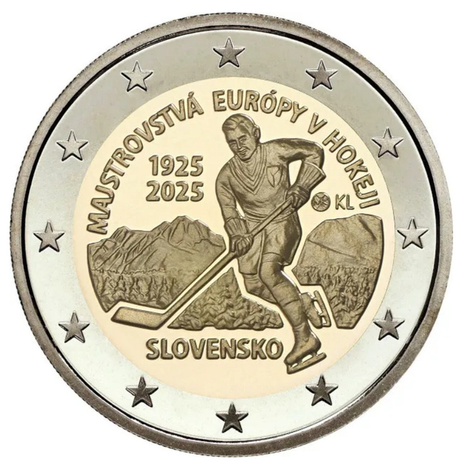 ** SLOVAKIA 2€ 2025 Jääkiekko pillerissä **