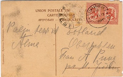 1917 10p pun. pari kortilla Viroon 15.9.1919