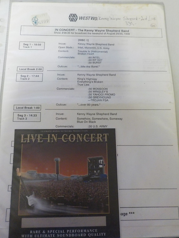 KENNY WAYNE SHEPHERD BAND - IN CONCERT 2CD LIVE very rare!!