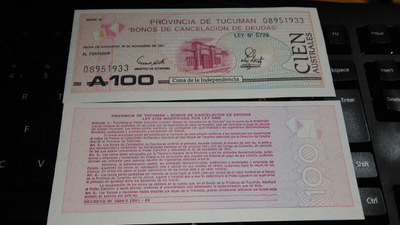 Argentiina 100 Australes 1989 PS2715 Tucuman UNC