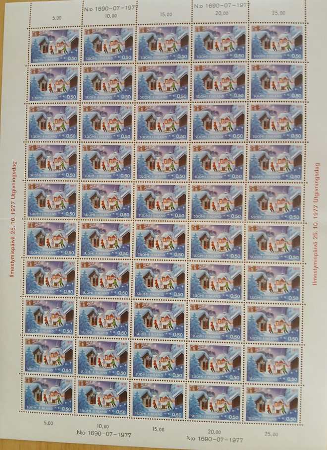 Postimerkkiarkki Joulu25.10.1977, LAPE 816 **