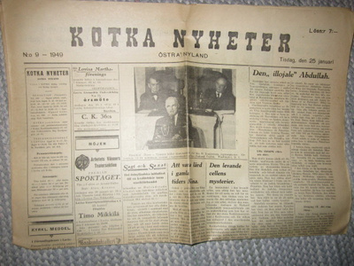 Sanomalehti: Kotka Nyheter 25.1.1949