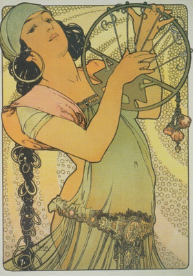 Alphonse Mucha: Vihreäasuinen nainen