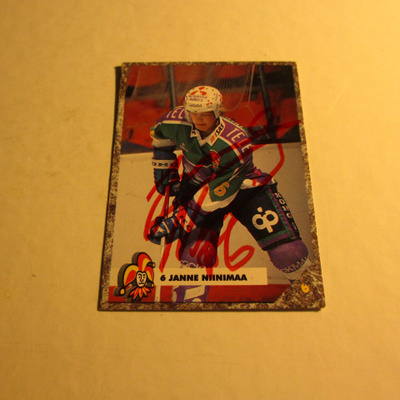 leaf lätkäkortti , jokerit -93 janne niinimaa nimikirjoitus