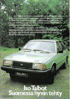 Talbot 1510 ja Solara -esite 80-luvun alusta