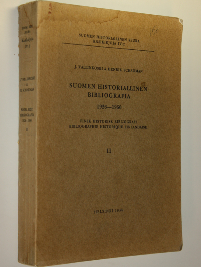 Jorma Vallinkoski : Suomen historiallinen bibliografia 19...