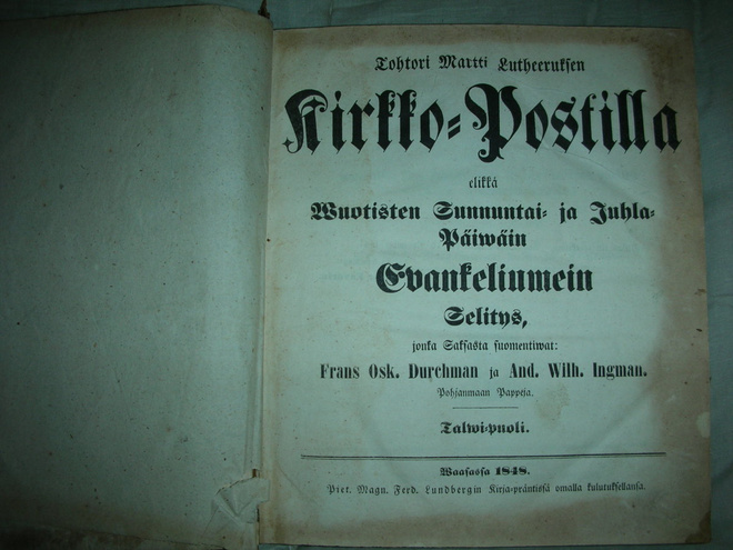 Tohtori Martti Lutheruksen Kirkko-Postilla 1848