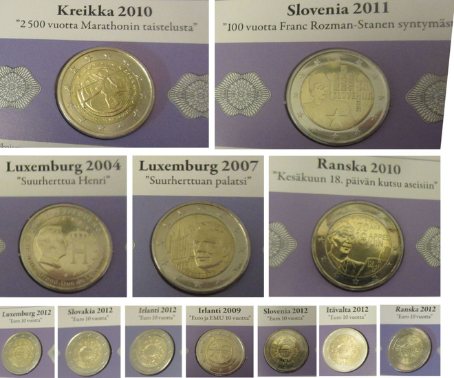 2€ UNC juhlarahoja 12x: LUX/SVN/SVK/FRA/AUS/IRL/GRE (Moneta)