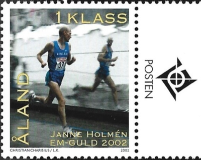 Åland 2002 Janne Holmen 1. lk välilöpari logo ** LaPe 213