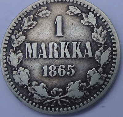 1865 1 markka tyyppi 2.1 kl3