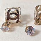 Unique Geometric Crystal Earrings – Convertible Design, Gold - pikkukuva 4