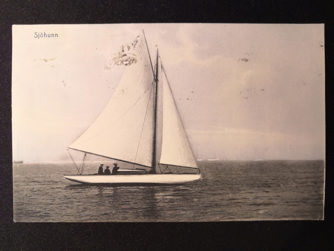 VANHA Postikortti Merimaisema Purjevene 1921