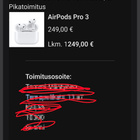 Air Pod Pro 3 - (Vastamelutoiminnolla) - pikkukuva 2