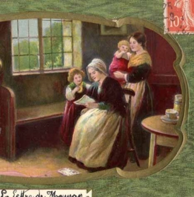 PERHEIDYLLI / Talonpoikaisperhe, isä matkustaa. 1900-l.