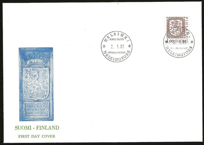 1981 FDC 1,00mk Yleismerkki Vaakunamalli