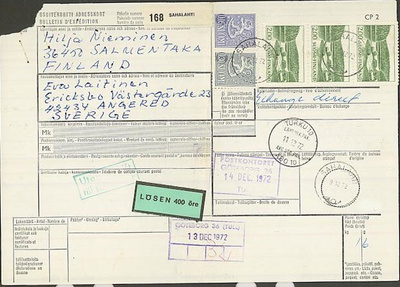 1972 paketti Ruotsiin