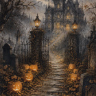 Halloween kurpitsat valaisevat tien linnaan - pikkukuva 1