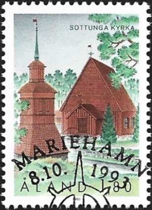 Åland 1993 Sottungan kirkko EP Lape 078 alareuna LOISTO