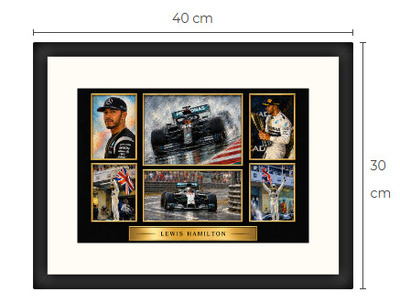 Uusi Lewis Hamilton F1 art print kehystetty 30 cm x 40 cm