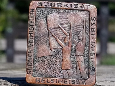 Suurkisat Helsingissä 1938. Pronssivärinen. Halkaisija - 39
