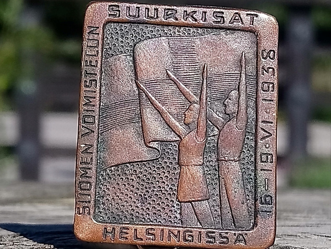 Suurkisat Helsingissä 1938. Pronssivärinen. Halkaisija - 39