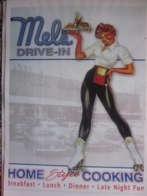 Laminoitu Mel´s Drive-In. American Graffiti. Koko A4