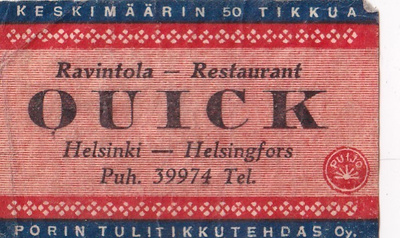 Helsinki, Ravintola QUICK   b491