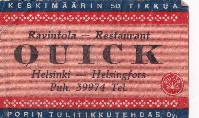 Helsinki, Ravintola QUICK   b491