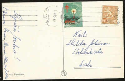 Tub Joulumerkki 1963, Kuusenkynttilä kortilla