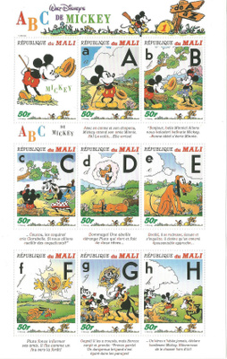 Mali, Sarjakuvat, Mikkihiiri, kirjaimet A-H ja R-Z **