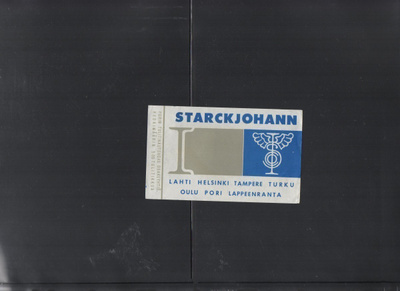 Porin Tulitikkutehdas Starckjohan  Etiketti. koko 11 cm x 7