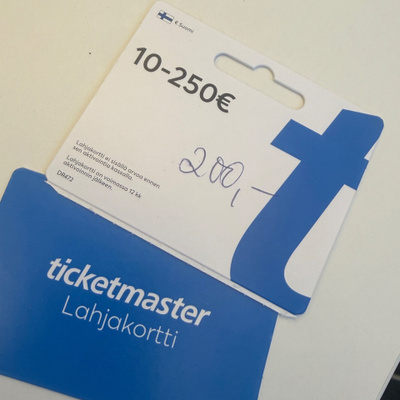 Ticketmaster lahjakortti 200€