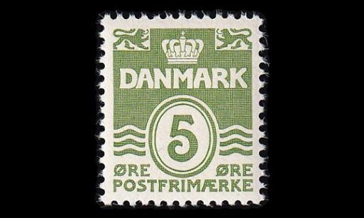 Tanska 198_II ** Aaltoviiva 5 öre (1933)