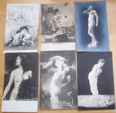 6 VANHAA Postikorttia Nude Alastomat Naiset 1900-luvun alku