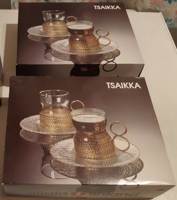 Iittala Tsaikka laseja ERÄ1 / aluslautasia KÄYTTÄMÄTTÖMIÄ